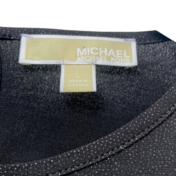 MICHAEL Michael Kors Black Sparkle Top M/L Womens Stretch Jersey Evening Top - Picture 3 of 7
